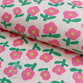 Úplet RIB JENNIFER BOURON Flowers natural pink ORGANIC