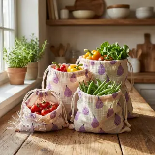 Dvojitá gázovina/mušelín Pears lavender by JENNIFER BOURON ORGANIC