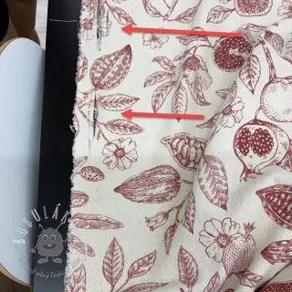 Dekoračná látka RUSTIC VINTAGE PRINT Granata groseille II.trieda