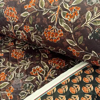 Zamat VELVET QUILT Flowers leaves dark brown