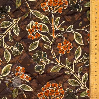 Zamat VELVET QUILT Flowers leaves dark brown