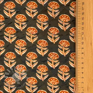 Zamat VELVET QUILT Flowers leaves dark brown