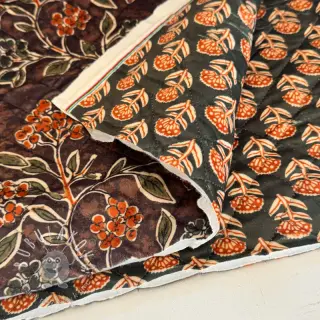 Zamat VELVET QUILT Flowers leaves dark brown
