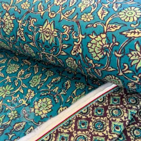 Zamat VELVET QUILT Flowers abstract petrol