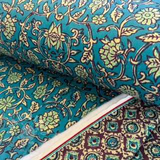 Zamat VELVET QUILT Flowers abstract petrol