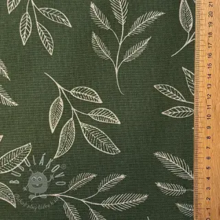 Dekoračná látka Linenlook Elegant leaf branch army