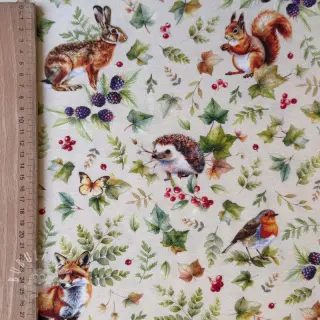 Dekoračná látka premium Animal forest dream beige digital print