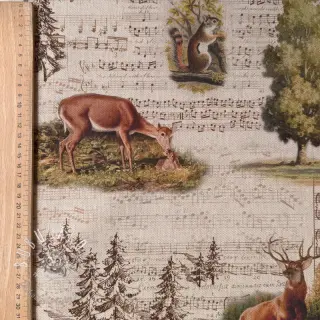 Dekoračná látka Linenlook Forest deer song digital print