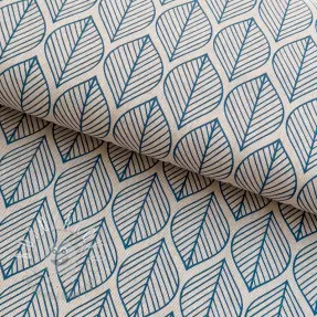 Dekoračná látka Linenlook Leaf line minimalist denim
