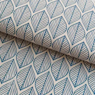 Dekoračná látka Linenlook Leaf line minimalist denim