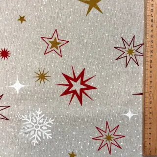 Dekoračná látka Linenlook Magic star red gold