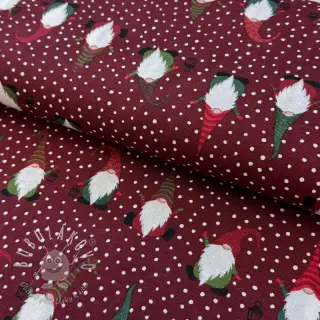 Dekoračná látka premium Jolly tomte wine