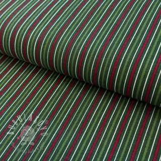 Dekoračná látka premium Line Xmas stripe army