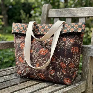 Zamat VELVET QUILT Flowers leaves dark brown