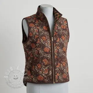 Zamat VELVET QUILT Flowers leaves dark brown