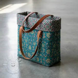 Zamat VELVET QUILT Flowers abstract petrol