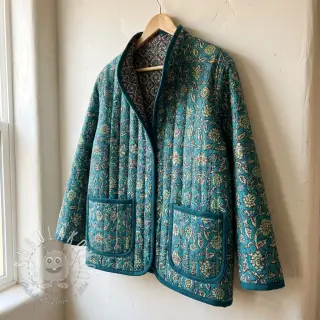 Zamat VELVET QUILT Flowers abstract petrol