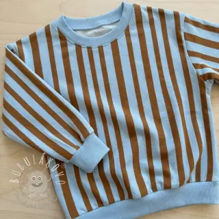 Teplákovina Stripes by JENNIFER BOURON blue brown ORGANIC