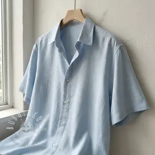 Viskóza s ľanom WASHED light blue