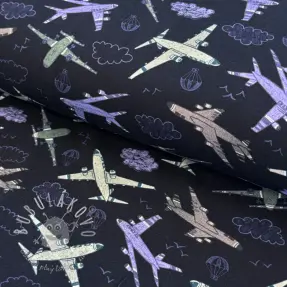 Úplet Airplanes navy digital print