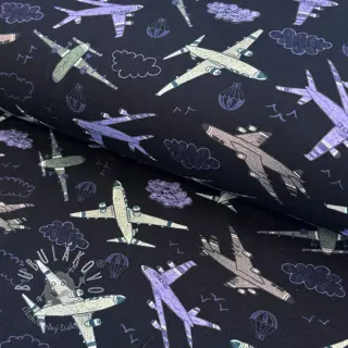 Úplet Airplanes navy digital print