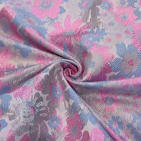 Látka na kostým JACQUARD Flowers light lilac
