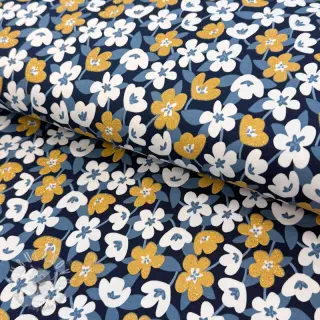 Úplet GLITTER Flowers navy