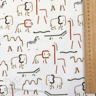 Teplákovina počesaná SOFT Safari animals off white