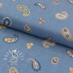 Bavlnená látka JEANS Paisley blue shadow