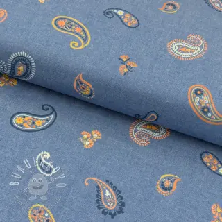 Bavlnená látka JEANS Paisley blue shadow