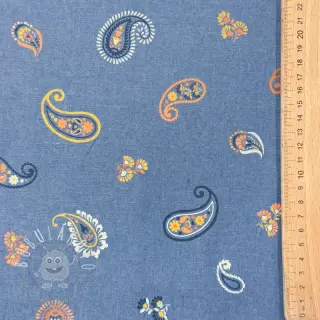Bavlnená látka JEANS Paisley blue shadow