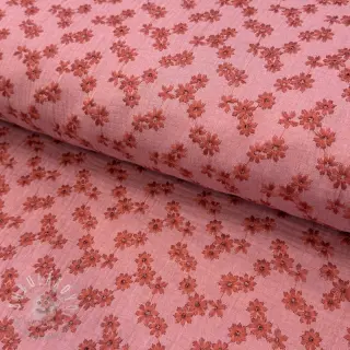 Dvojitá gázovina/mušelín EMBROIDERY Tossed flowers blush
