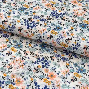 Bavlnená látka VOILE Flowers blue digital print