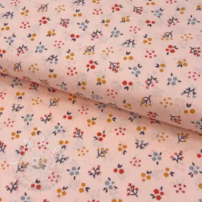 Bavlnená látka Small flowers light salmon ORGANIC