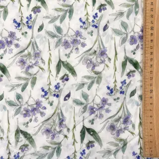 Viskóza DOBBY Flowers white digital print