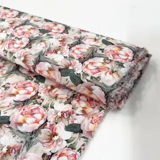 Viskóza POPLIN STRETCH My flowers green digital print