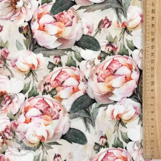 Viskóza POPLIN STRETCH My flowers green digital print