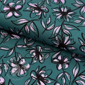 Spoločenské a dámske látky PUNTA DI ROMA Flowers blue digital print