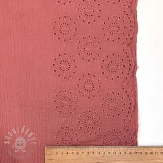 Dvojitá gázovina/mušelín 1-side border blush