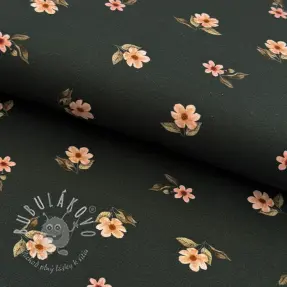 Úplet Flowers army green digital print ORGANIC
