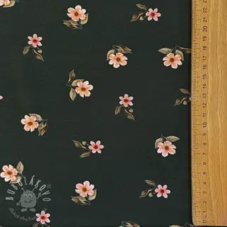 Úplet Flowers army green digital print ORGANIC