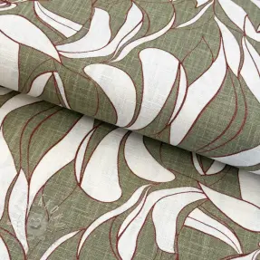 Ľan s bavlnou WASHED Abstract olive