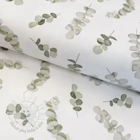 Dekoračná látka Eucalyptus white green digital print