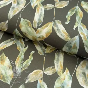 Dekoračná látka Leaves army green digital print