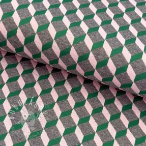 Látka na kostým KNITTED JACQUARD Graphic green