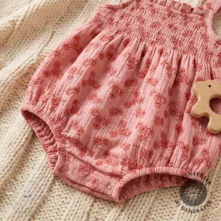 Dvojitá gázovina/mušelín EMBROIDERY Tossed flowers blush