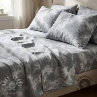 Dvojitá gázovina/mušelín TIE DYE rock grey