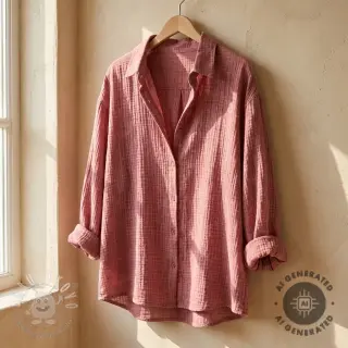 Dvojitá gázovina/mušelín STONE WASHED light rose