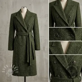 Kabátovina BOUCLE LUREX dark green