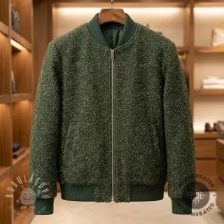 Kabátovina BOUCLE LUREX dark green